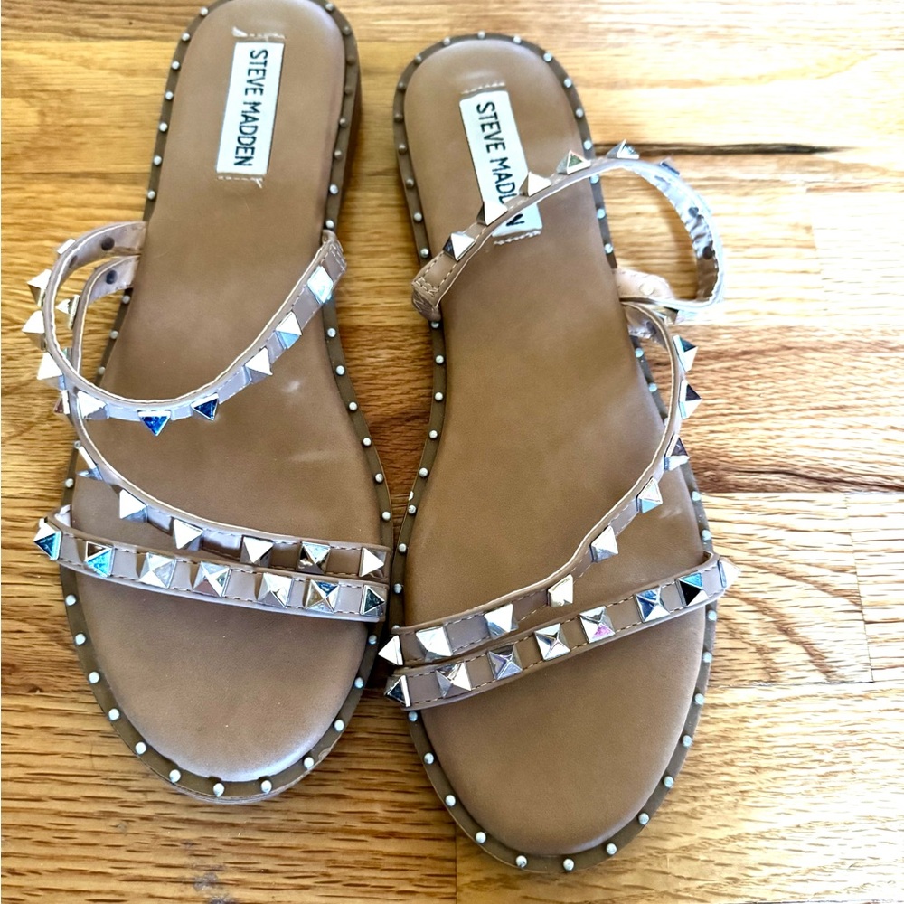 Steve Madden Beige Studded Sandals